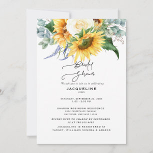 Elegant Fall Sunflower Eucalyptus Bridal Shower  Invitation