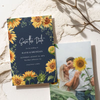 Elegant Fall Sunflower Floral & Navy Wedding
