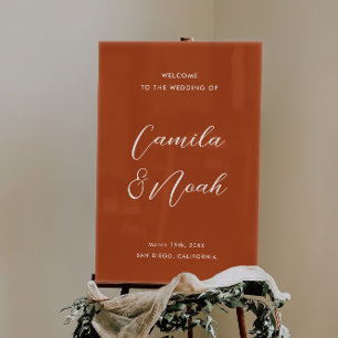 Elegant Fall Terracotta Wedding Welcome Acrylic Sign
