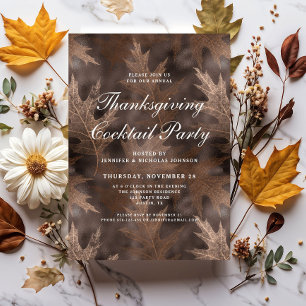 Elegant Fall Thanksgiving Cocktail Party Invitation