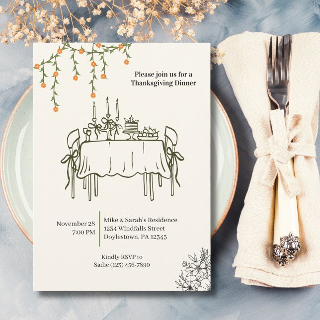 Elegant Fall Thanksgiving Friendsgiving Dinner Invitation (Creator Uploaded)