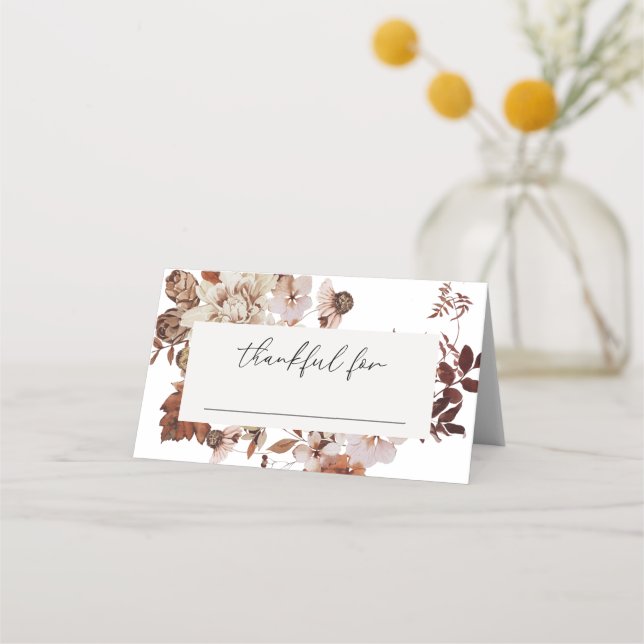 Elegant Fall Thanksgiving Friendsgiving Dinner Place Card (Front)