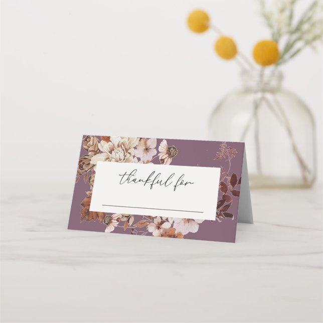 Elegant Fall Thanksgiving Friendsgiving Dinner Place Card (Front)
