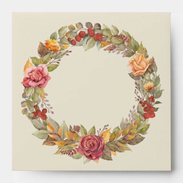 Elegant Fall/Thanksgiving Wreath Return Address Envelope (Front)