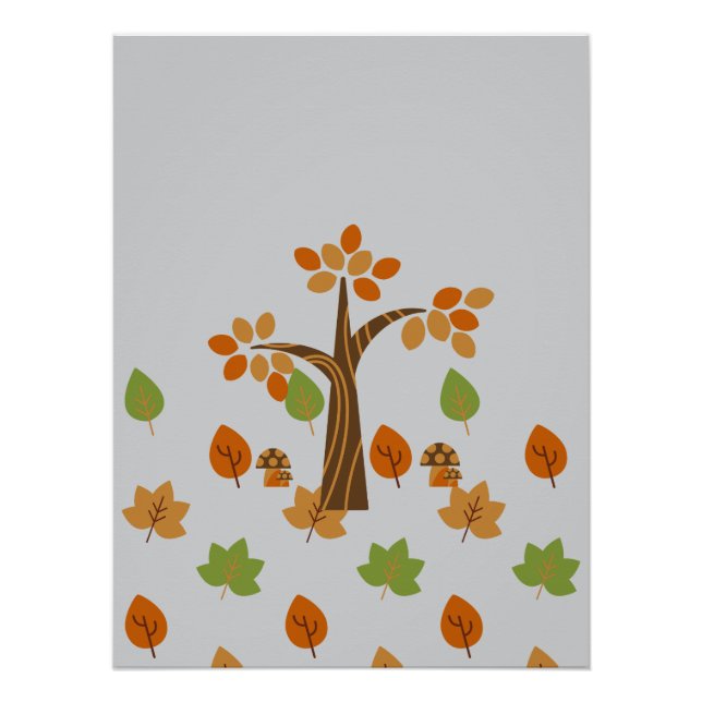 Elegant Fall Tree & Leaf Stylish Poster (Front)