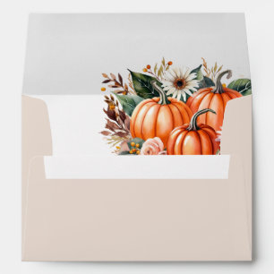 Elegant Fall Watercolor Pumpkin Wedding invitation Envelope
