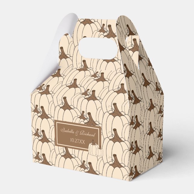 Elegant Fall Wedding Creamy Pumpkins Favour Box (Front Side)