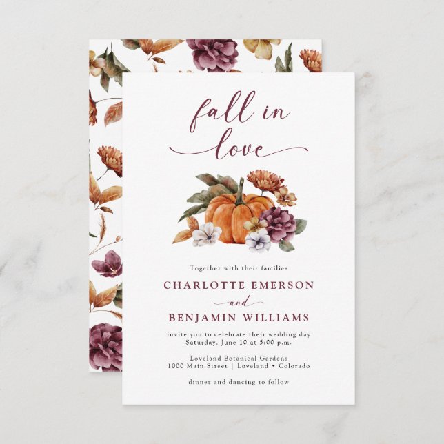 Elegant Fall Wedding Invitation (Front/Back)