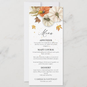 Elegant Fall Wedding Menu Invitation