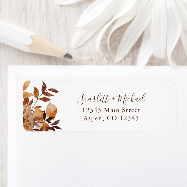 Elegant Fall Wedding Return Address (Elegant Fall Floral Wedding Return Address Label by Painted Paperie
)