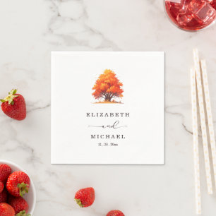 Elegant Fall Wedding Rustic Autumn Tree Wedding Napkin