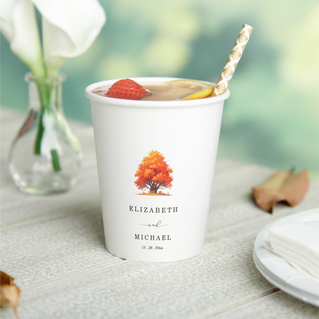 Elegant Fall Wedding Rustic Autumn Tree Wedding  Paper Cups (Insitu)