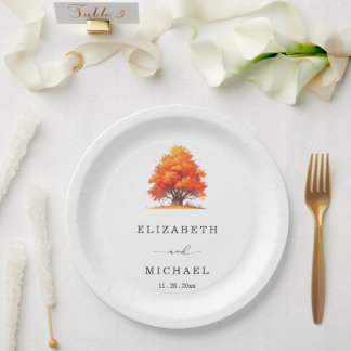 Elegant Fall Wedding Rustic Autumn Tree Wedding  Paper Plate