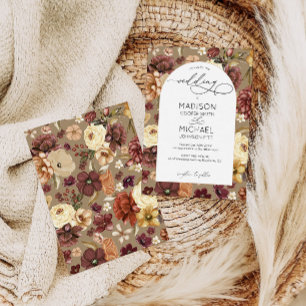 Elegant Fall Wildflowers Floral Arch Wedding  Invitation