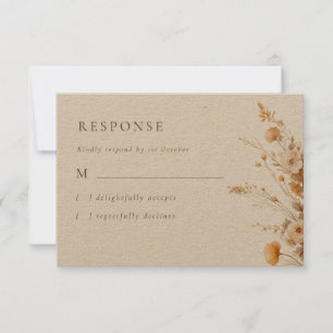  Elegant Fall Wildflowers Kraft Wedding RSVP Card