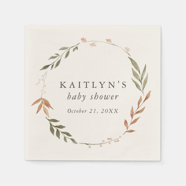 Elegant Fall Wreath Baby Shower Napkin (Front)