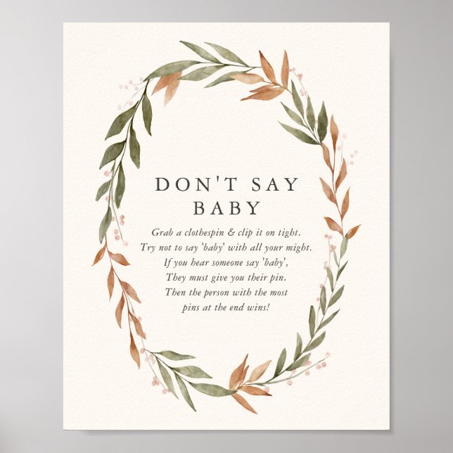 Elegant Fall Wreath Don't Say Baby Sign (Front)