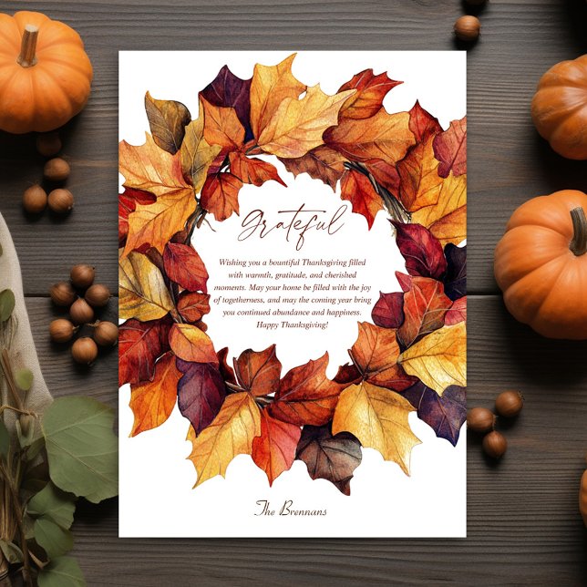 Elegant Fall Wreath Rustic Thanksgiving Holiday Card (Elegant Fall Wreath Rustic Thanksgiving Holiday Card)