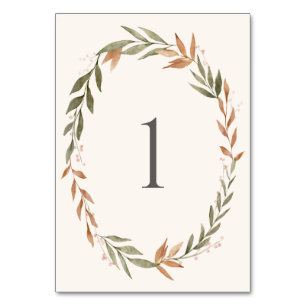 Elegant Fall Wreath Wedding Table Number