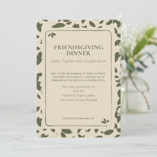 Elegant Falling Leaves Friendsgiving Dinner Party Invitation