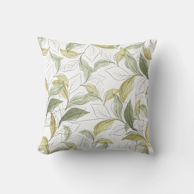 Elegant Falling Leaves Nature-Inspired Design Cushion (Front)