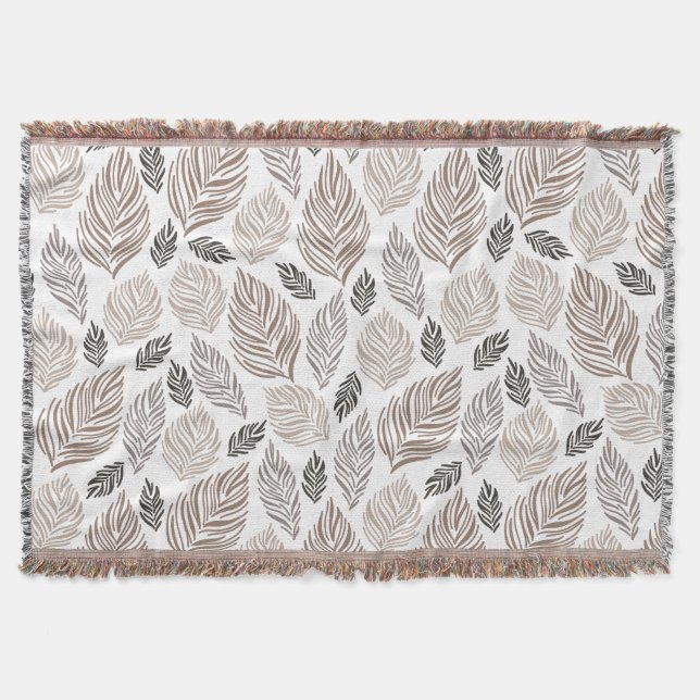 Elegant Falling Leaves Pattern Throw Blanket (Front)