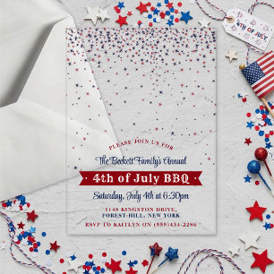 Elegant Falling Stars 4th Of July Party Acrylic Invitations