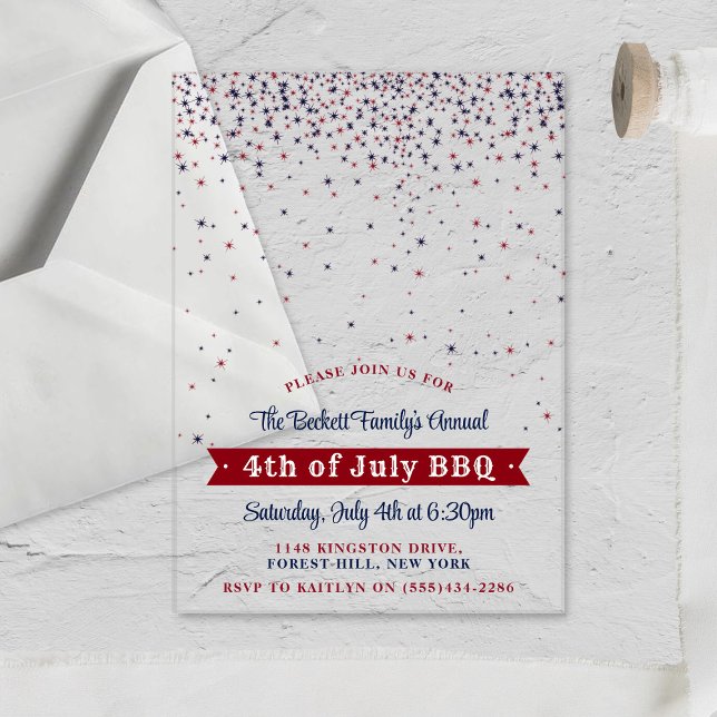 Elegant Falling Stars 4th Of July Party Acrylic Invitations (Creator Uploaded)