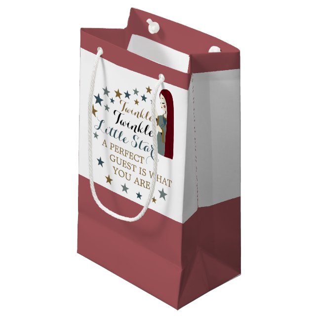 Elegant Falling Stars, Baby Shower Favor Small Gift Bag (Front Angled)