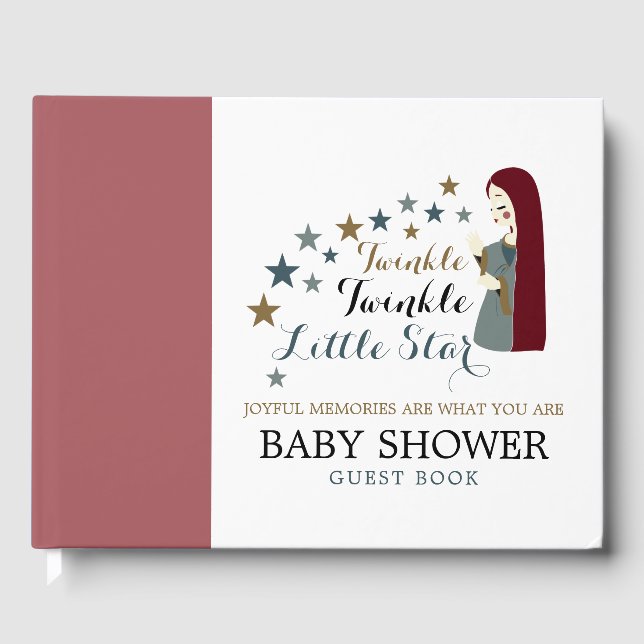 Elegant Falling Stars, Baby Shower Guest Book (Front)