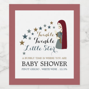 Elegant Falling Stars, Baby Shower Wine Label