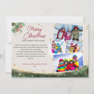 Elegant Family 4 Photo Christmas Holiday Card