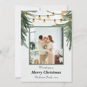 elegant Family Christmas Card with Watercolor Pine
