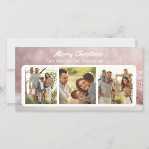 Elegant Family Christmas Greetings 3 Photo Collage Holiday Card