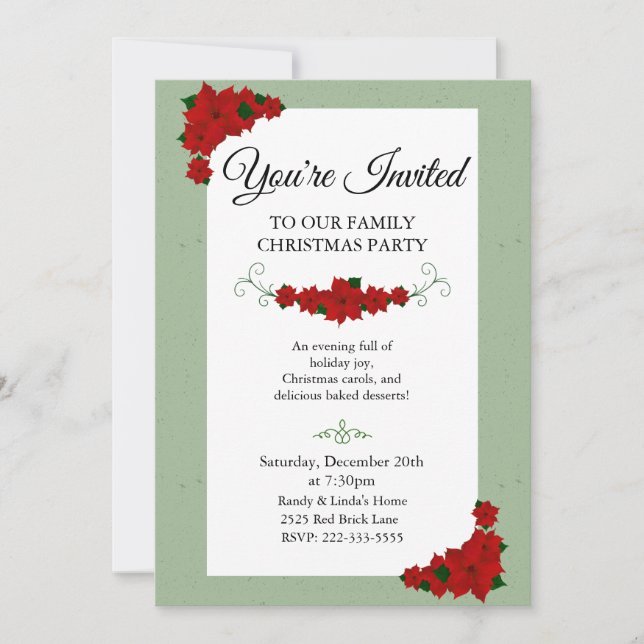 Elegant Family Christmas Party  Invitation (Front)