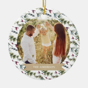 Elegant Family Christmas Photo Collage Ceramic Tree Decoration