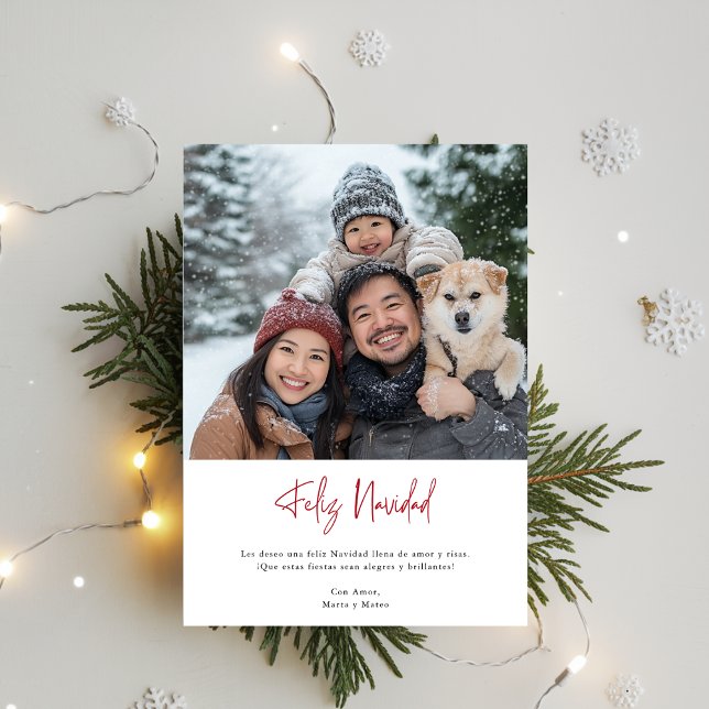 Elegant Family Fun Photo Feliz Navidad Christmas Holiday Card (Creator Uploaded)