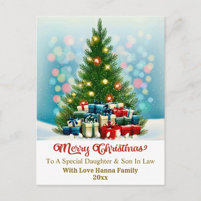 Elegant Family Holiday Present I Christmas Tree Postcard (Front)