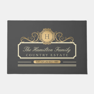 Elegant Family Home Gold Gray Doormat