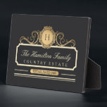 Elegant Family Home Gold Plaque<br><div class="desc">Elegant Family Home Gold Plaque. Gorgeous design in rich gold, cream, and charcoal colours. Customisable family monogram initial, family name, house name, and established date (or any text you choose). We invite you to visit our Zazzle store, Austen & Grace, to view matching products and more. Please contact us if...</div>