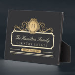 Elegant Family Home Gold Plaque<br><div class="desc">Elegant Family Home Gold Plaque. Gorgeous design in rich gold, cream, and charcoal colours. Customisable family monogram initial, family name, house name, and established date (or any text you choose). We invite you to visit our Zazzle store, Austen & Grace, to view matching products and more. Please contact us if...</div>