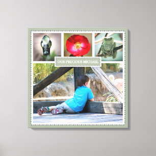 Elegant Family Memories Photo Collage With Name Canvas Print