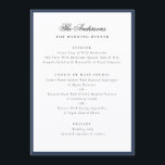 Elegant Family Name Blue Frame Wedding Dinner Menu<br><div class="desc">Complete your wedding tablescape with the Elegant Family Name Blue Frame Wedding Dinner Menu. This sophisticated design features your family name in graceful calligraphy script, beautifully framed by a blue border that blends timeless elegance with a modern touch. The minimalist layout and refined typography create a polished look perfect for...</div>