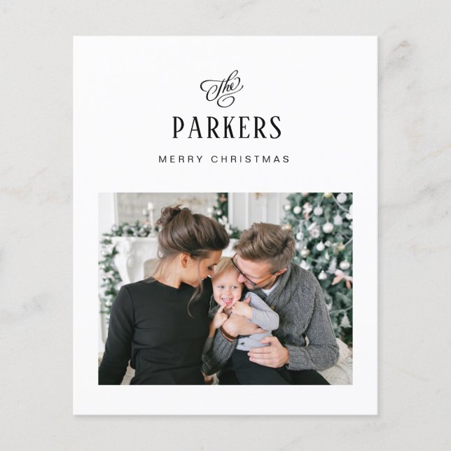 Elegant Family Name | Christmas Photo Budget Card (Front)
