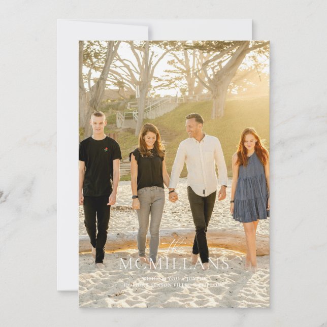 Elegant Family Name Floral Christmas Holiday Invitation (Front)