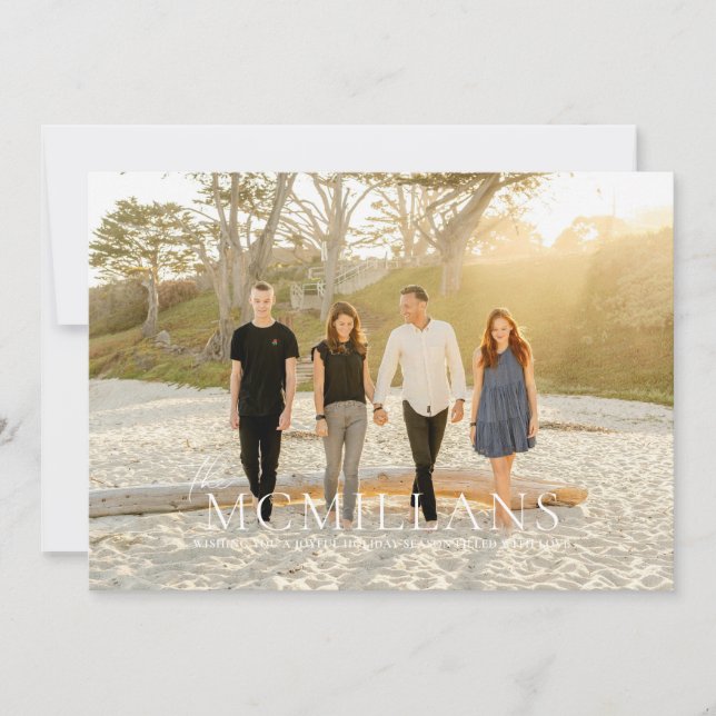 Elegant Family Name Floral Christmas Holiday Invitation (Front)