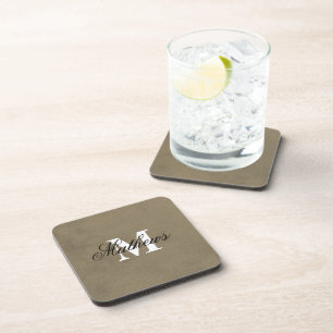 Elegant Family Name & Monogrammed Coaster