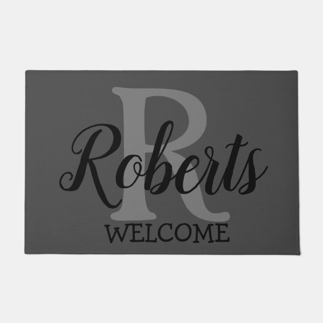 Elegant Family Name Monogrammed Doormat (Front)