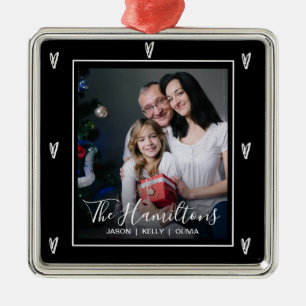 Elegant Family Name Photo Christmas Metal Tree Decoration