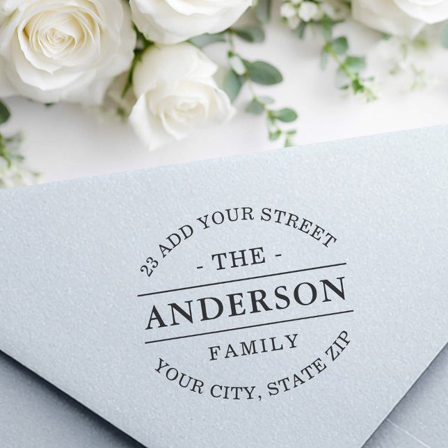 Elegant family name return address rubber stamp (Elegant family name return address rubber stamp)